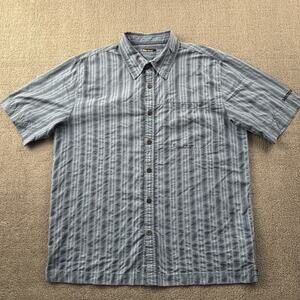 Marmot Shirt Adult Medium Blue Button Up Short Sleeve Outdoor Casual Men's